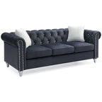 Canapé capitonné en microsuède velours avec clous décoratifs et capitonnage bijou