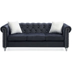 Canapé capitonné en microsuède velours avec clous décoratifs et capitonnage bijou