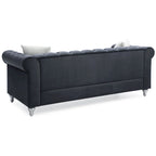 Canapé capitonné en microsuède velours avec clous décoratifs et capitonnage bijou
