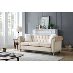 Canapé capitonné en microsuède velours avec clous décoratifs et capitonnage bijou