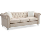 Canapé capitonné en microsuède velours avec clous décoratifs et capitonnage bijou