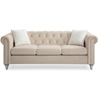 Canapé capitonné en microsuède velours avec clous décoratifs et capitonnage bijou