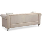 Canapé capitonné en microsuède velours avec clous décoratifs et capitonnage bijou