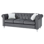 Canapé capitonné en microsuède velours avec clous décoratifs et capitonnage bijou