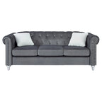 Canapé capitonné en microsuède velours avec clous décoratifs et capitonnage bijou