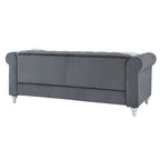 Canapé capitonné en microsuède velours avec clous décoratifs et capitonnage bijou
