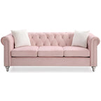 Canapé capitonné en microsuède velours avec clous décoratifs et capitonnage bijou