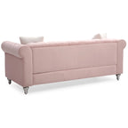 Canapé capitonné en microsuède velours avec clous décoratifs et capitonnage bijou