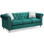 Canapé capitonné en microsuède velours avec clous décoratifs et capitonnage bijou