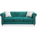 Canapé capitonné en microsuède velours avec clous décoratifs et capitonnage bijou