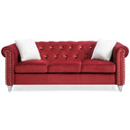 Canapé capitonné en microsuède velours avec clous décoratifs et capitonnage bijou