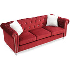 Canapé capitonné en microsuède velours avec clous décoratifs et capitonnage bijou