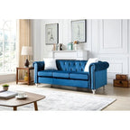Canapé capitonné en microsuède velours avec clous décoratifs et capitonnage bijou