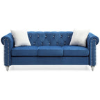 Canapé capitonné en microsuède velours avec clous décoratifs et capitonnage bijou