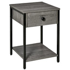 Table d'appoint industrielle avec étagère de rangement ouverte et tiroir