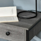 Table d'appoint industrielle avec étagère de rangement ouverte et tiroir