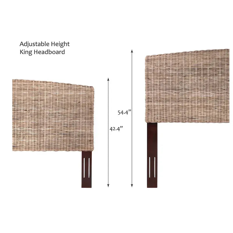 Tête de lit en rotin réglable, compatible avec fixation murale ou cadre de lit