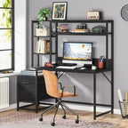 Bureau rustique pour ordinateur avec tiroirs et étagère supérieure