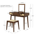 Chantal Wood 2 Cane Drawer Vanity with Stool