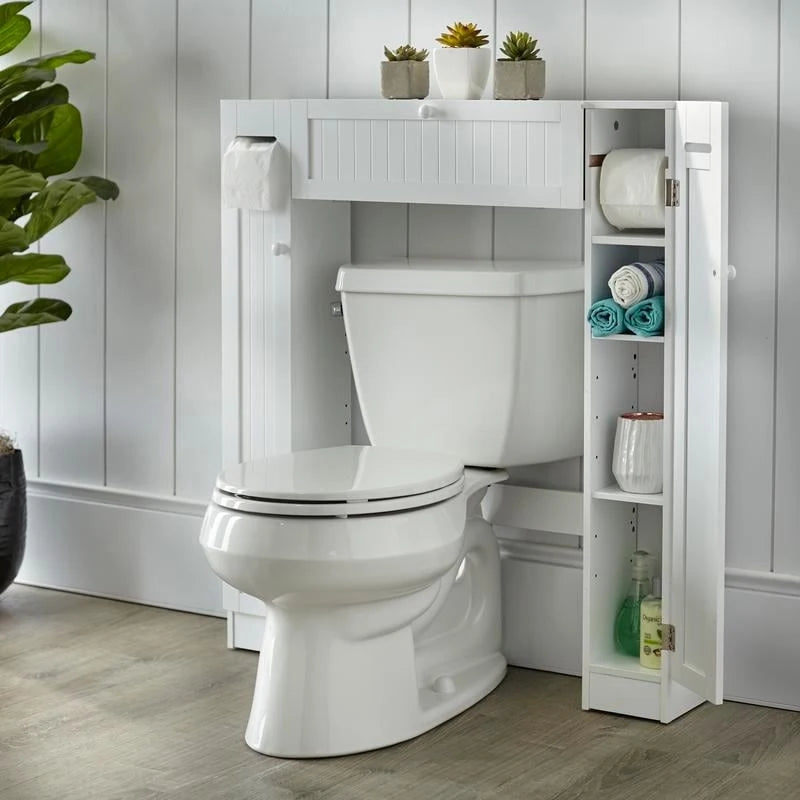 Meuble de rangement de salle de bain peu encombrant au-dessus des toilettes avec étagères réglables