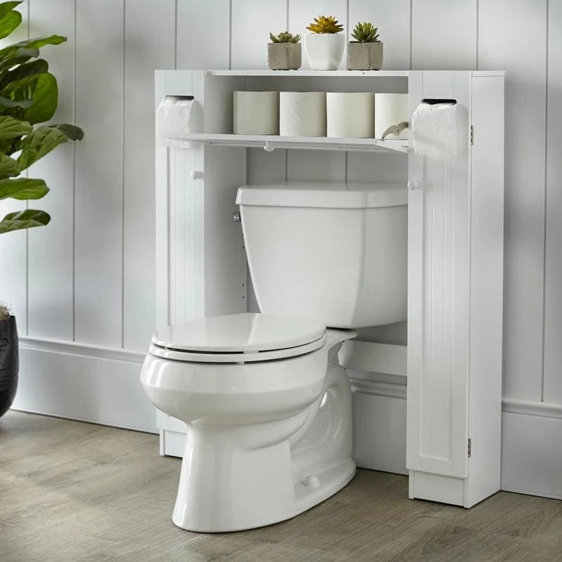 Meuble de rangement de salle de bain peu encombrant au-dessus des toilettes avec étagères réglables