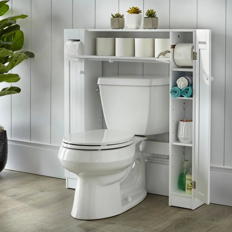 Meuble de rangement de salle de bain peu encombrant au-dessus des toilettes avec étagères réglables