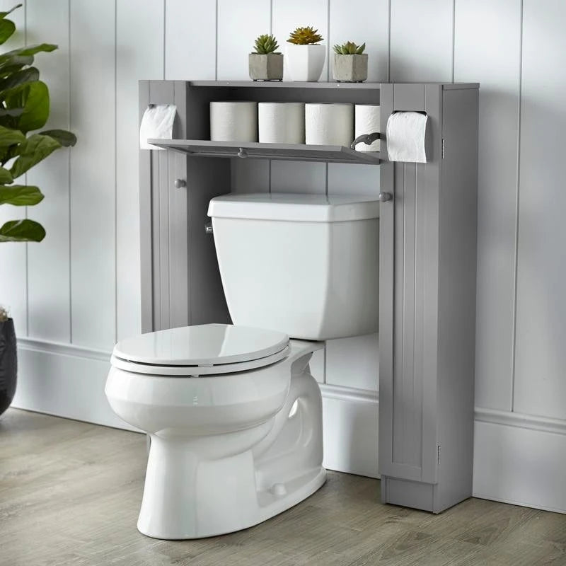 Meuble de rangement de salle de bain peu encombrant au-dessus des toilettes avec étagères réglables