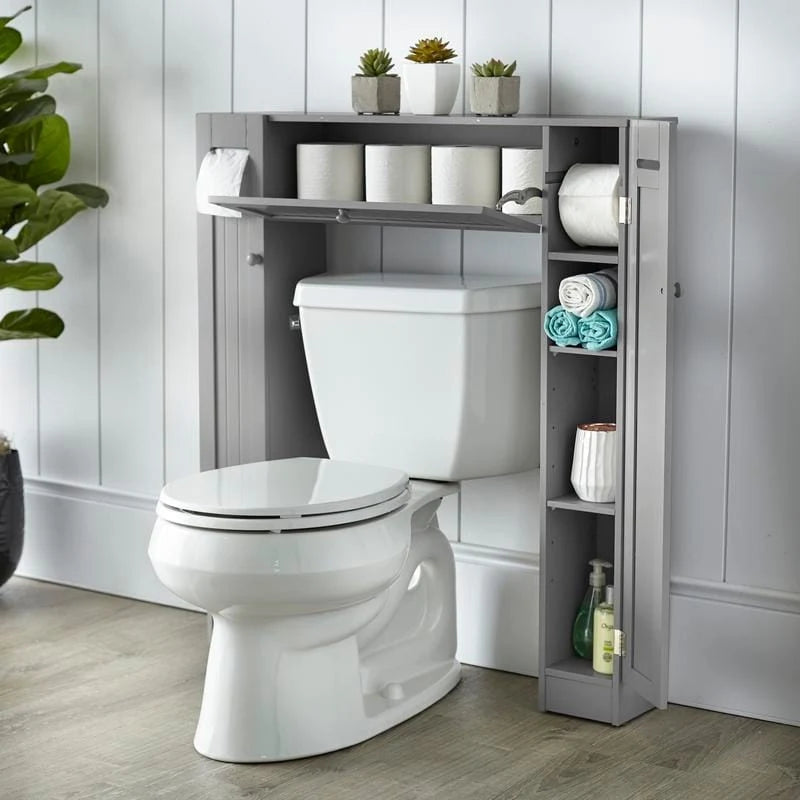 Meuble de rangement de salle de bain peu encombrant au-dessus des toilettes avec étagères réglables
