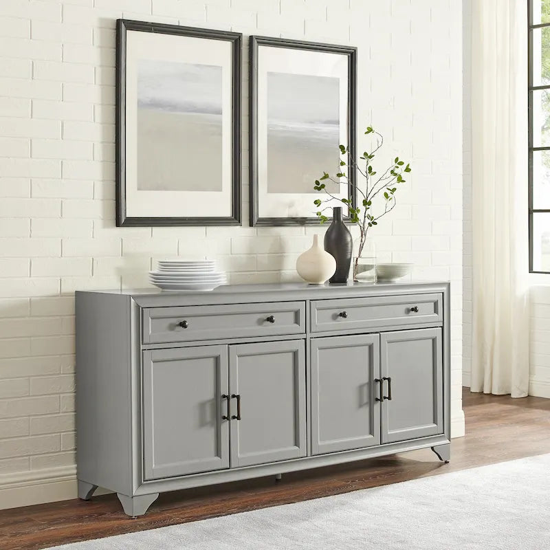 Bahut de style moderne-rustique avec 2 tiroirs et étagères réglables, 155 cm