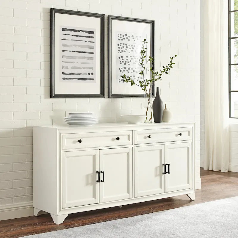 Bahut de style moderne-rustique avec 2 tiroirs et étagères réglables, 155 cm