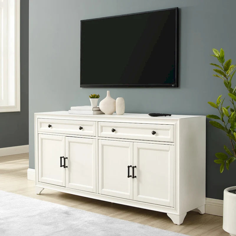 Bahut de style moderne-rustique avec 2 tiroirs et étagères réglables, 155 cm