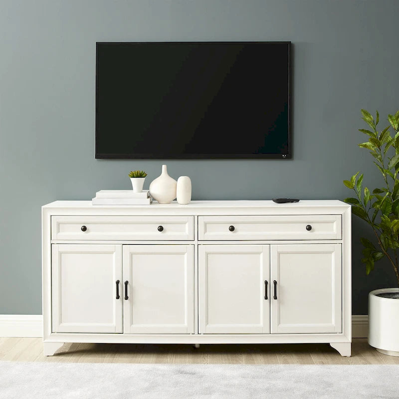 Bahut de style moderne-rustique avec 2 tiroirs et étagères réglables, 155 cm