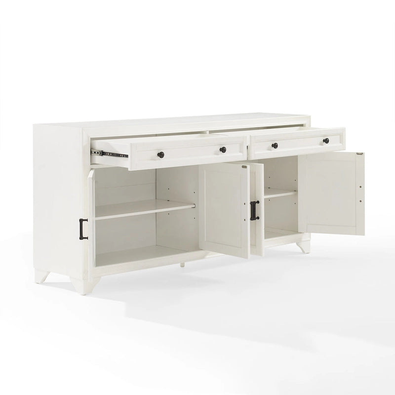 Bahut de style moderne-rustique avec 2 tiroirs et étagères réglables, 155 cm