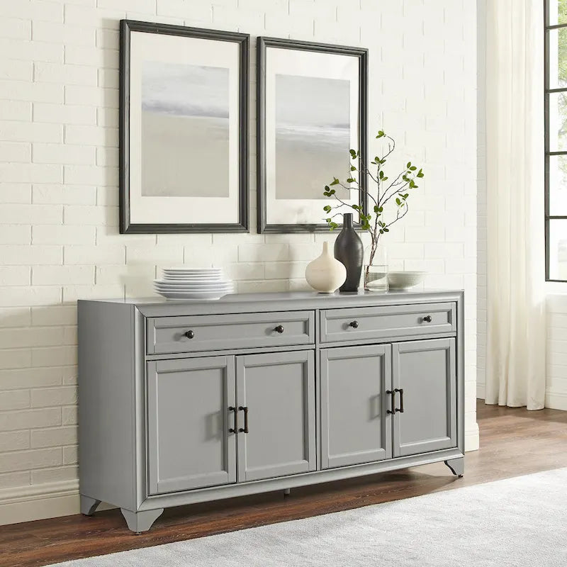 Bahut de style moderne-rustique avec 2 tiroirs et étagères réglables, 155 cm