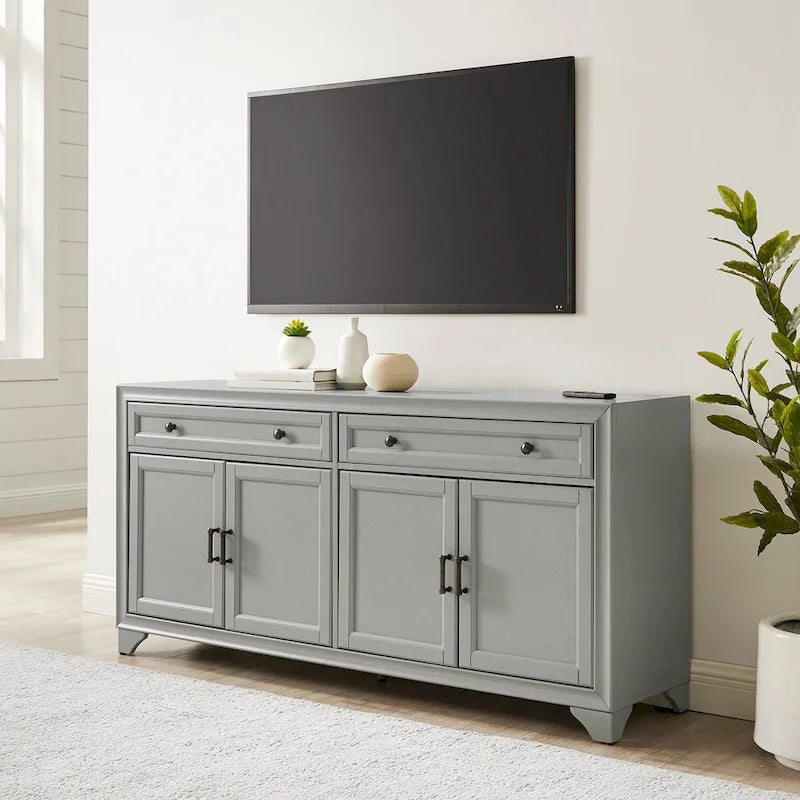 Bahut de style moderne-rustique avec 2 tiroirs et étagères réglables, 155 cm