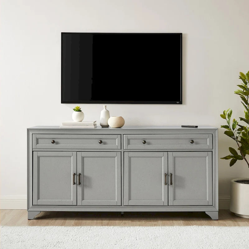 Bahut de style moderne-rustique avec 2 tiroirs et étagères réglables, 155 cm