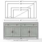 Bahut de style moderne-rustique avec 2 tiroirs et étagères réglables, 155 cm