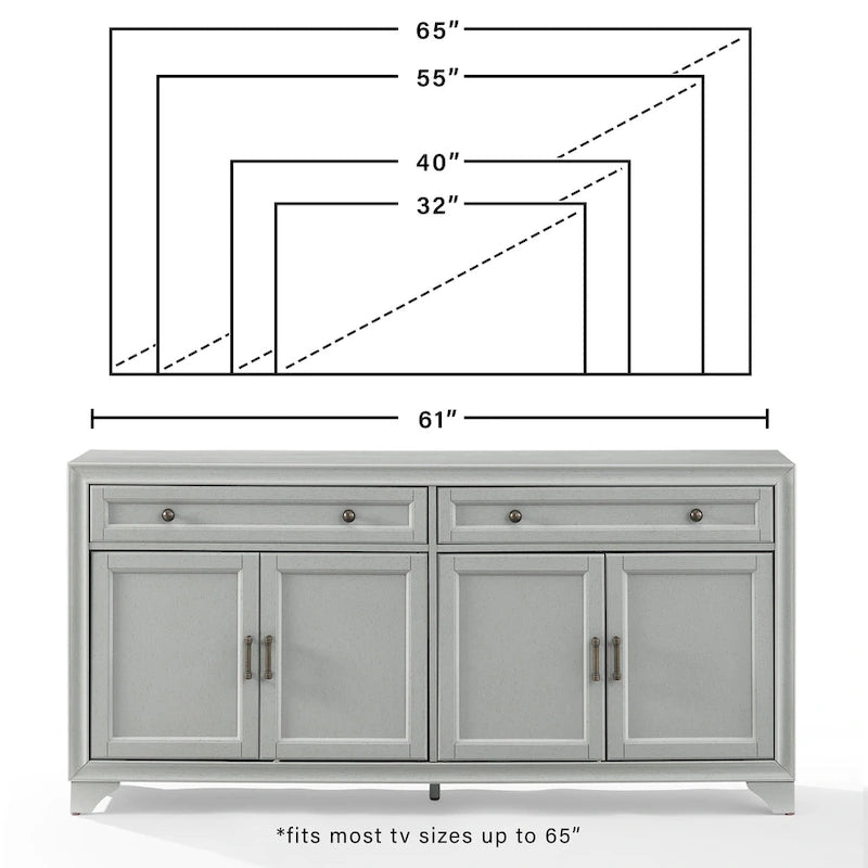 Bahut de style moderne-rustique avec 2 tiroirs et étagères réglables, 155 cm