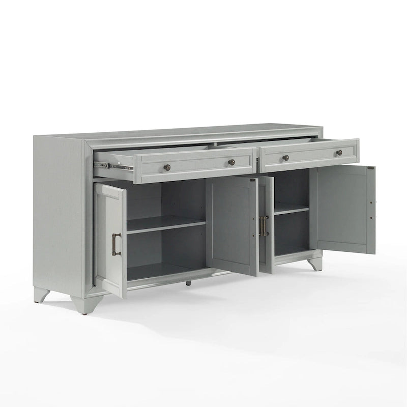 Bahut de style moderne-rustique avec 2 tiroirs et étagères réglables, 155 cm