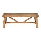 Table basse en pin avec piétement tréteau renforcé, marron