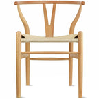 Chaise de salle à manger moderne en bois avec accoudoirs à dossier ouvert et siège en chanvre pour maison, restaurant, bureau