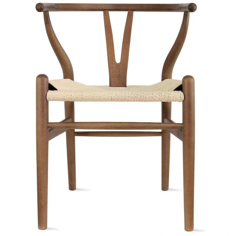Chaise de salle à manger moderne en bois avec accoudoirs à dossier ouvert et siège en chanvre pour maison, restaurant, bureau