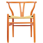 Chaise de salle à manger moderne en bois avec accoudoirs à dossier ouvert et siège en chanvre pour maison, restaurant, bureau