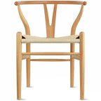 Chaise de salle à manger moderne en bois avec accoudoirs à dossier ouvert et siège en chanvre pour maison, restaurant, bureau