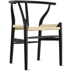 Chaise de salle à manger moderne en bois avec accoudoirs à dossier ouvert et siège en chanvre pour maison, restaurant, bureau