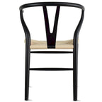 Chaise de salle à manger moderne en bois avec accoudoirs à dossier ouvert et siège en chanvre pour maison, restaurant, bureau