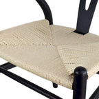 Chaise de salle à manger moderne en bois avec accoudoirs à dossier ouvert et siège en chanvre pour maison, restaurant, bureau