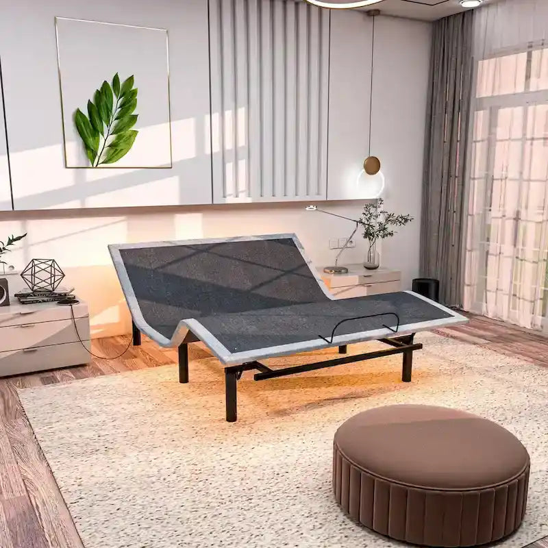 Table de chevet moderne en bois massif avec ports de chargement USB-A et USB-C, 2 tiroirs