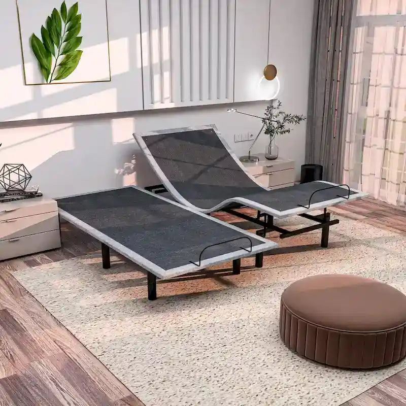 Table de chevet moderne en bois massif avec ports de chargement USB-A et USB-C, 2 tiroirs