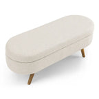 Banc de rangement ovale ottoman avec pieds en bois d'hévéa - 110,5L x 40,6l x 40,6H cm
